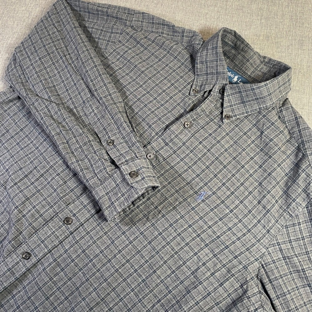 Ralph Lauren Classic Fit Gray‎ Plaid Button Down Long Sleeve Shirt Mens L